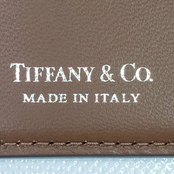 Tiffany & Co Wallet Fold Over Leather Brown Tan Card Case - Picture 5 of 6